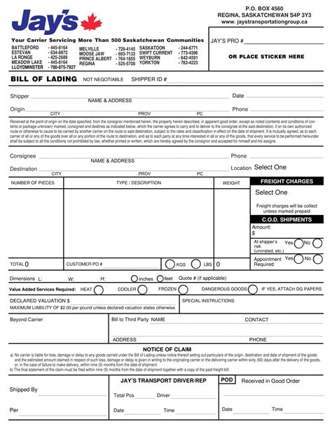10 Transport Bill Of Lading Examples To Download