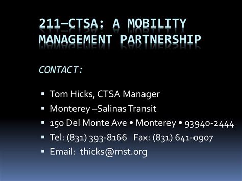 211 Ctsa A Mobility Management Partnership Ppt Download 211 Ctsa A Mobility Management Partnership Ppt Download