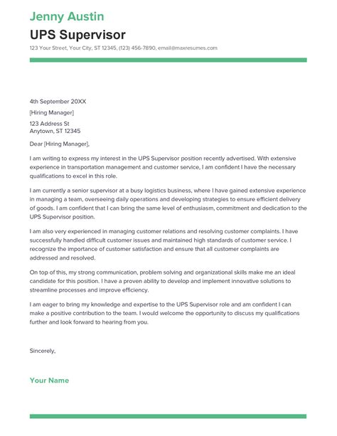 Best Ups Supervisor Cover Letter Example For 2023 Best Ups Supervisor Cover Letter Example For 2023