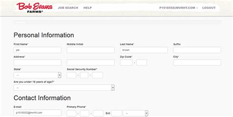 Bob Evans Careers Application