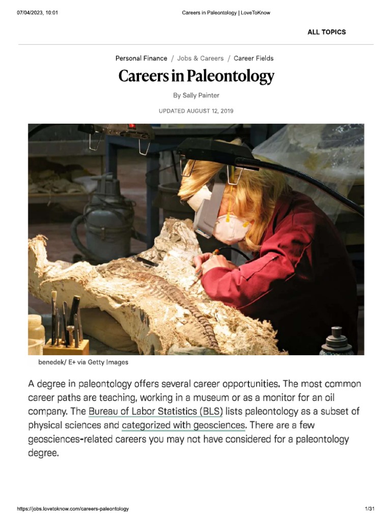 Careers In Paleontology