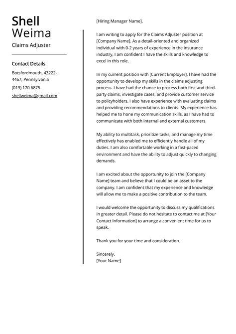 Claims Adjuster Cover Letter Example For 2025 Skills Templates Claims Adjuster Cover Letter Example For 2025 Skills Templates