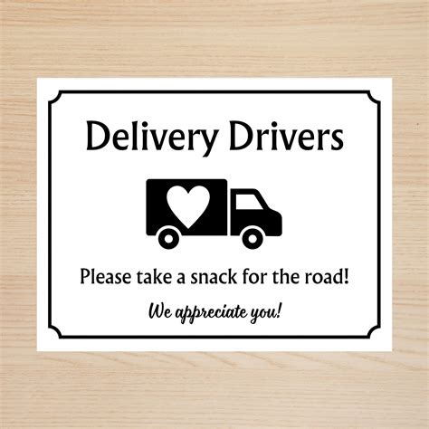 Delivery Driver Snack Sign Printable Delivery Driver Thank You Sign Delivery Driver Snack Sign Printable Delivery Driver Thank You Sign