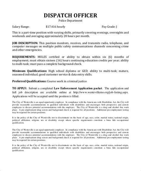 Dispatching Job Description Dispatching Job Description