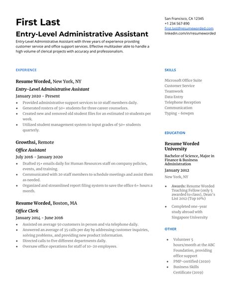 Entry Level Administrative Assistant Resume Examples For 2025 Resume Entry Level Administrative Assistant Resume Examples For 2025 Resume