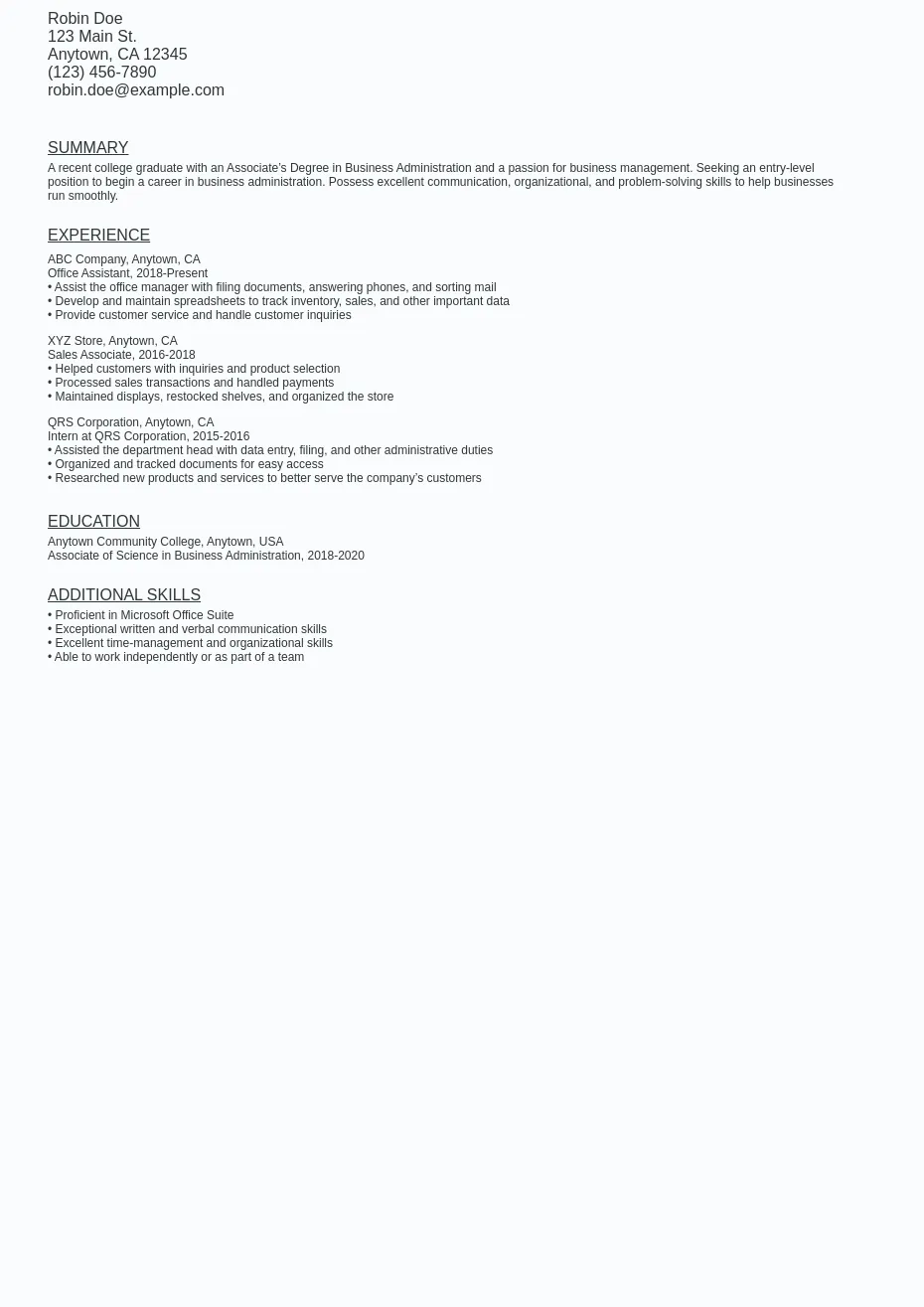 Entry Level Business Administration Careers