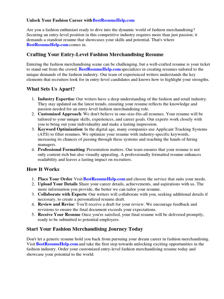 Entry Level Fashion Careers