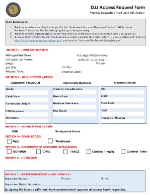 Fillable Online Djj Access Request Form Virginia Department Of