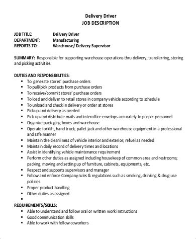 Free 9 Sample Delivery Driver Job Description Templates In Ms Word Pdf Free 9 Sample Delivery Driver Job Description Templates In Ms Word Pdf