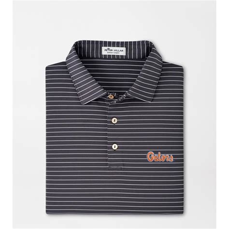 Gators Florida Peter Millar Script Crafty Stripe Performance Polo Gators Florida Peter Millar Script Crafty Stripe Performance Polo