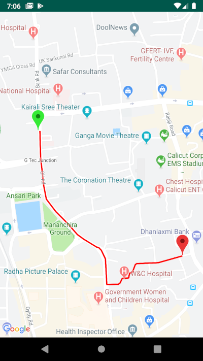 Google Driving Directions Between Two Locations