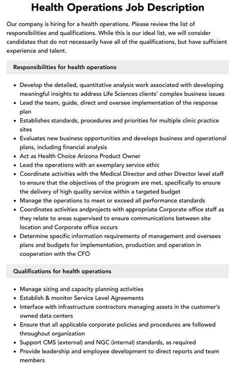 Healthcare Operations Careers
