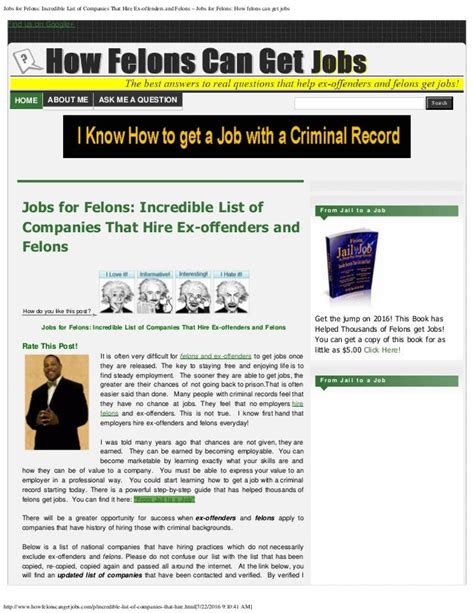 Jobs Felons Can Apply For Jobs Felons Can Apply For