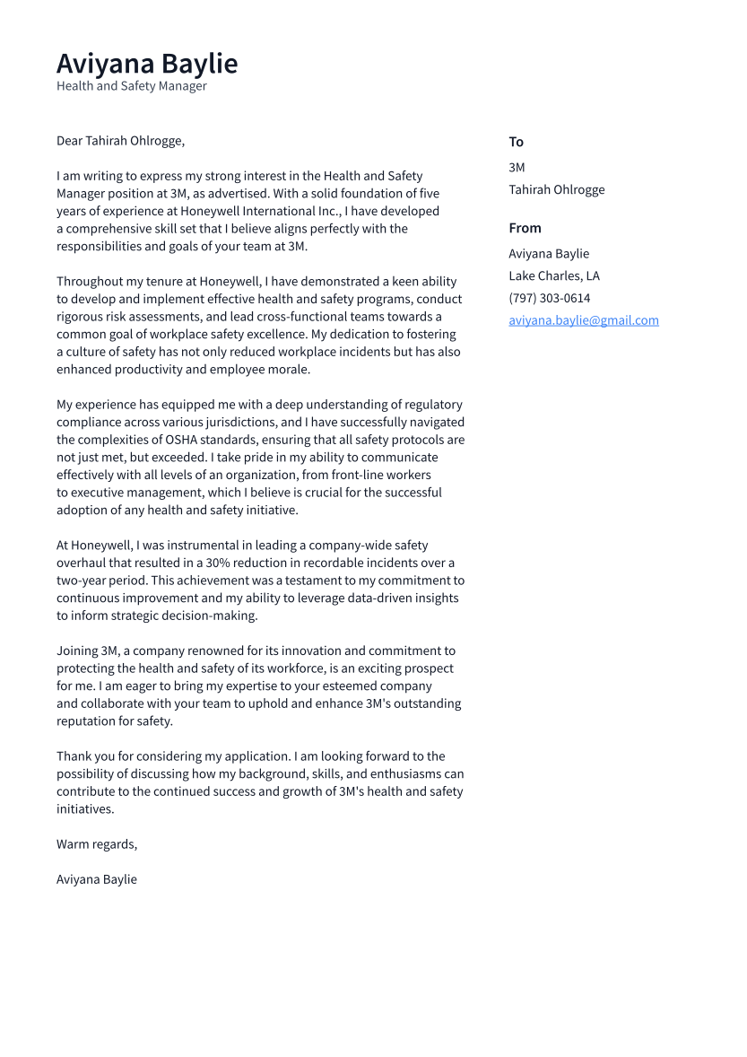 Occupational Health And Safety Manager Cover Letter Examples Qwikresume Occupational Health And Safety Manager Cover Letter Examples Qwikresume