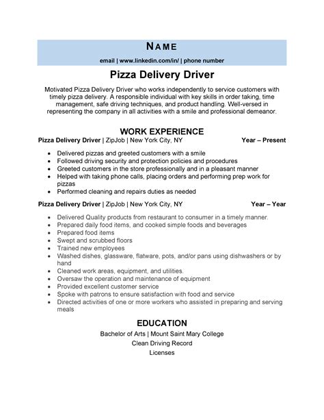 Pizza Delivery Driver Job Description Razv4n B Pizza Delivery Driver Job Description Razv4n B