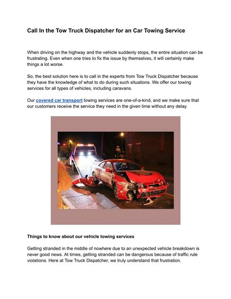 Ppt Call In The Tow Truck Dispatcher For An Car Towing Service Ppt Call In The Tow Truck Dispatcher For An Car Towing Service