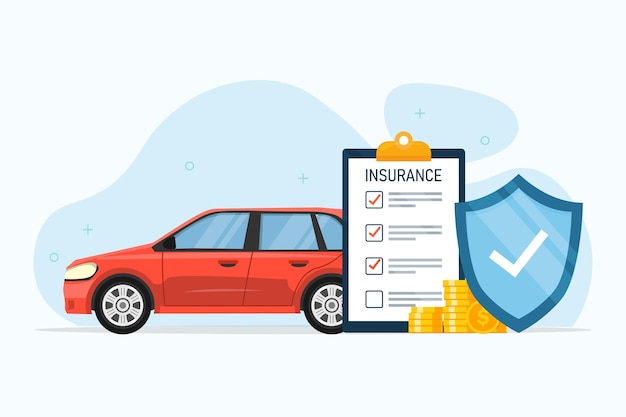 Premium Vector Car Insurance Business Protection With Paper Check Premium Vector Car Insurance Business Protection With Paper Check