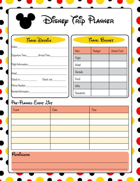 Print Our Free Printable Disney Vacation Planner Set Includes 4 Sheets Print Our Free Printable Disney Vacation Planner Set Includes 4 Sheets