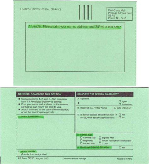 Ps Form 3811 Back Image Ps Form 3811 Back Image