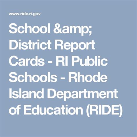 School And District Improvement Ri Department Of Education