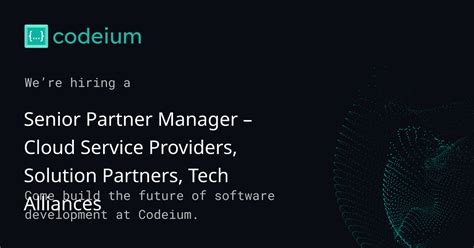 Senior Partner Manager Cloud Service Providers Solution Partners Senior Partner Manager Cloud Service Providers Solution Partners