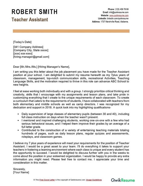 Teacher Aide Cover Letter Examples Qwikresume Teacher Aide Cover Letter Examples Qwikresume