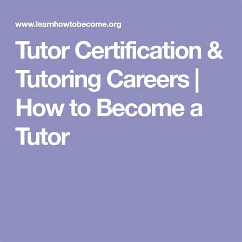 Tutor Certification Tutoring Careers