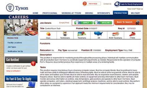 Tyson Foods Careers Application Online