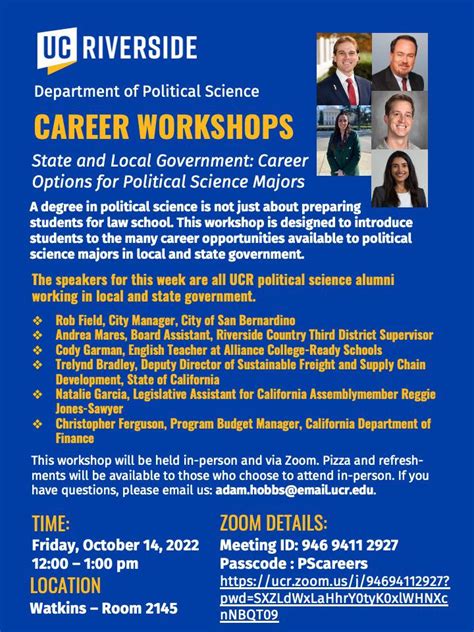Ucr Political Science On X We Are Hosting Another Career Workshop For Political Science Undergraduates This Workshop Will Focus On Law School And Legal Careers For Political Science Majors Join Us Friday