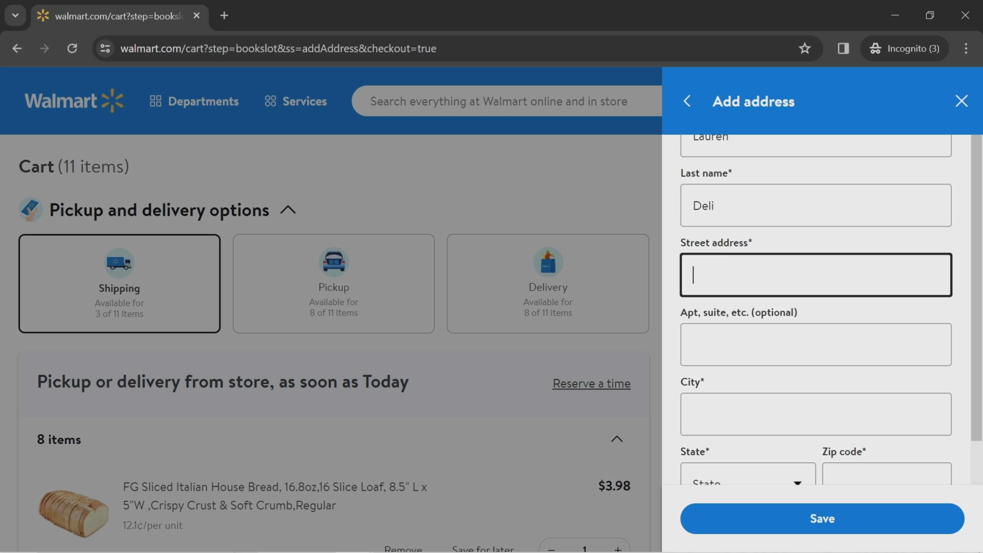 Walmart Ordering Groceries