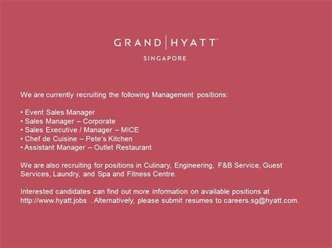 We Re Looking To Hire The Following Positions Visit Hyatt Com Careers We Re Looking To Hire The Following Positions Visit Hyatt Com Careers