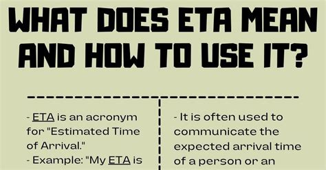 What Is Eta Stands For