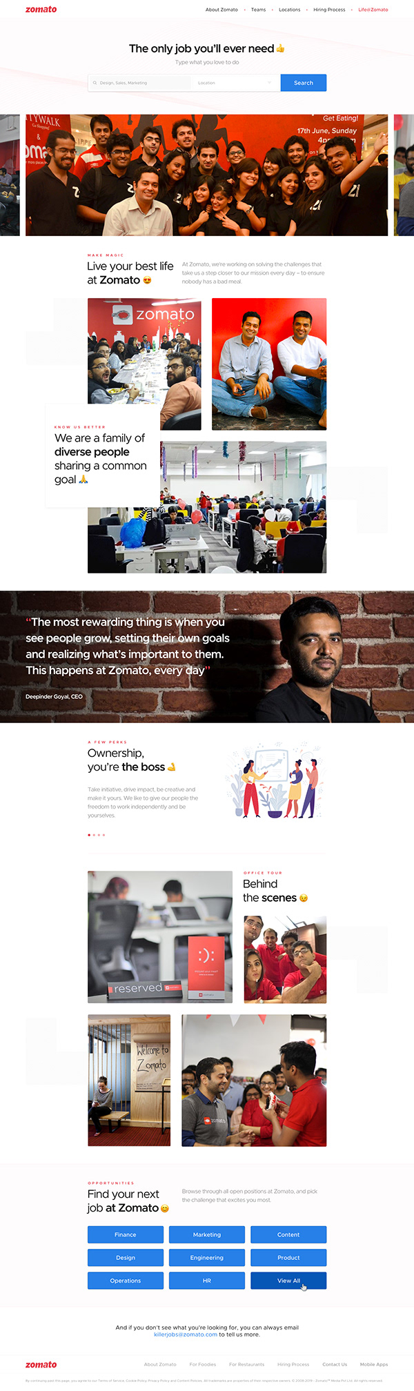 Zomato Careers Page Ui Design Concept On Behance